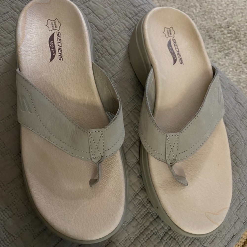 Skechers Gray Sandals with Cushioned Footbed